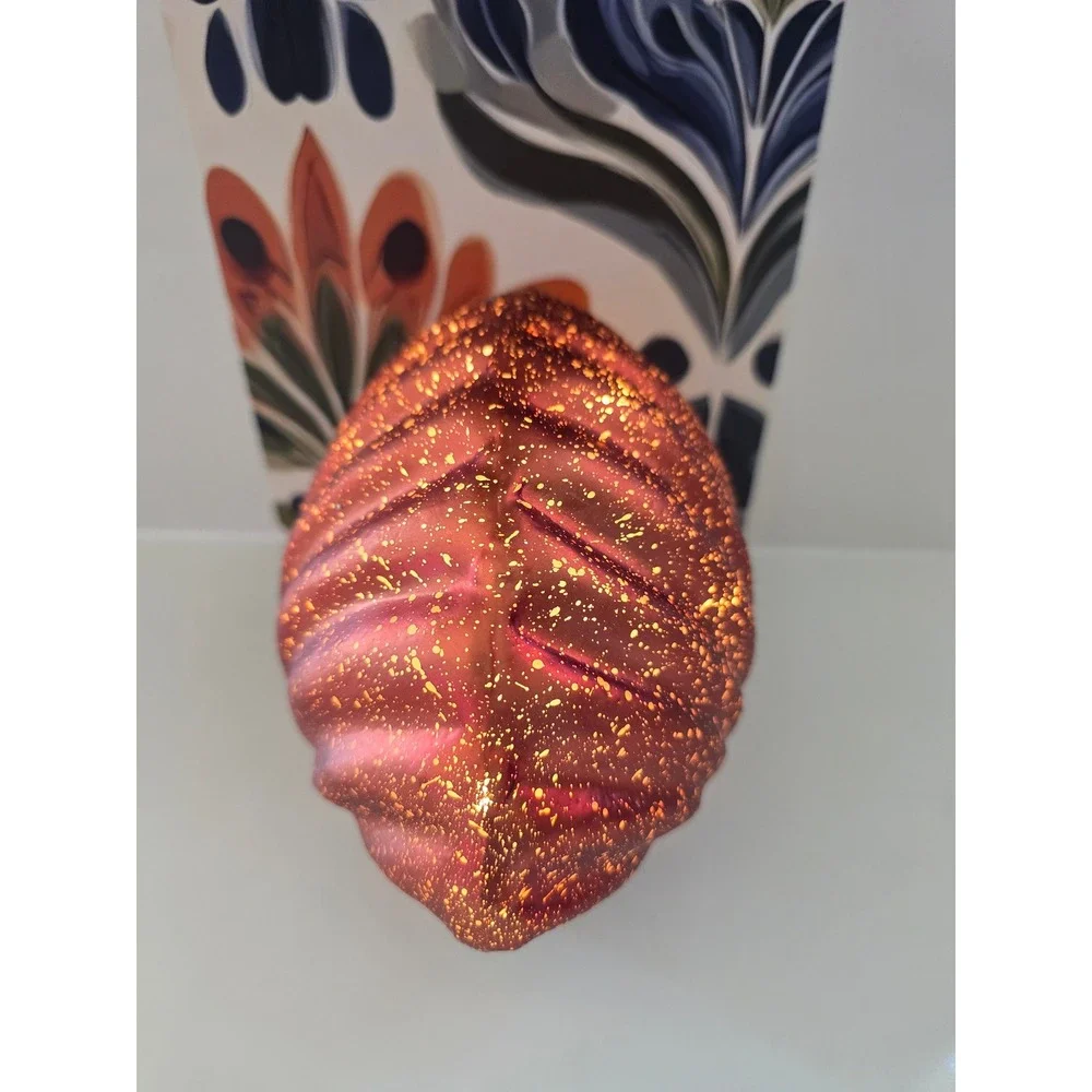 Transpac Red/Orange Mercury‎ Glass Style LED Seashell Light Up Coastal Decor NEW